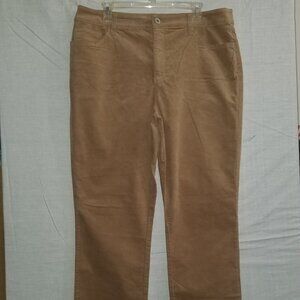 St. Johns Bay Women’s Corduroy Pants Dark Camel Mid Rise Size 18T